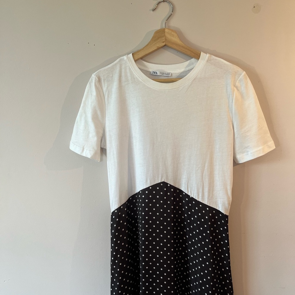 Zara Cotton+Satin Polkadot Dress - Picture 3 of 7